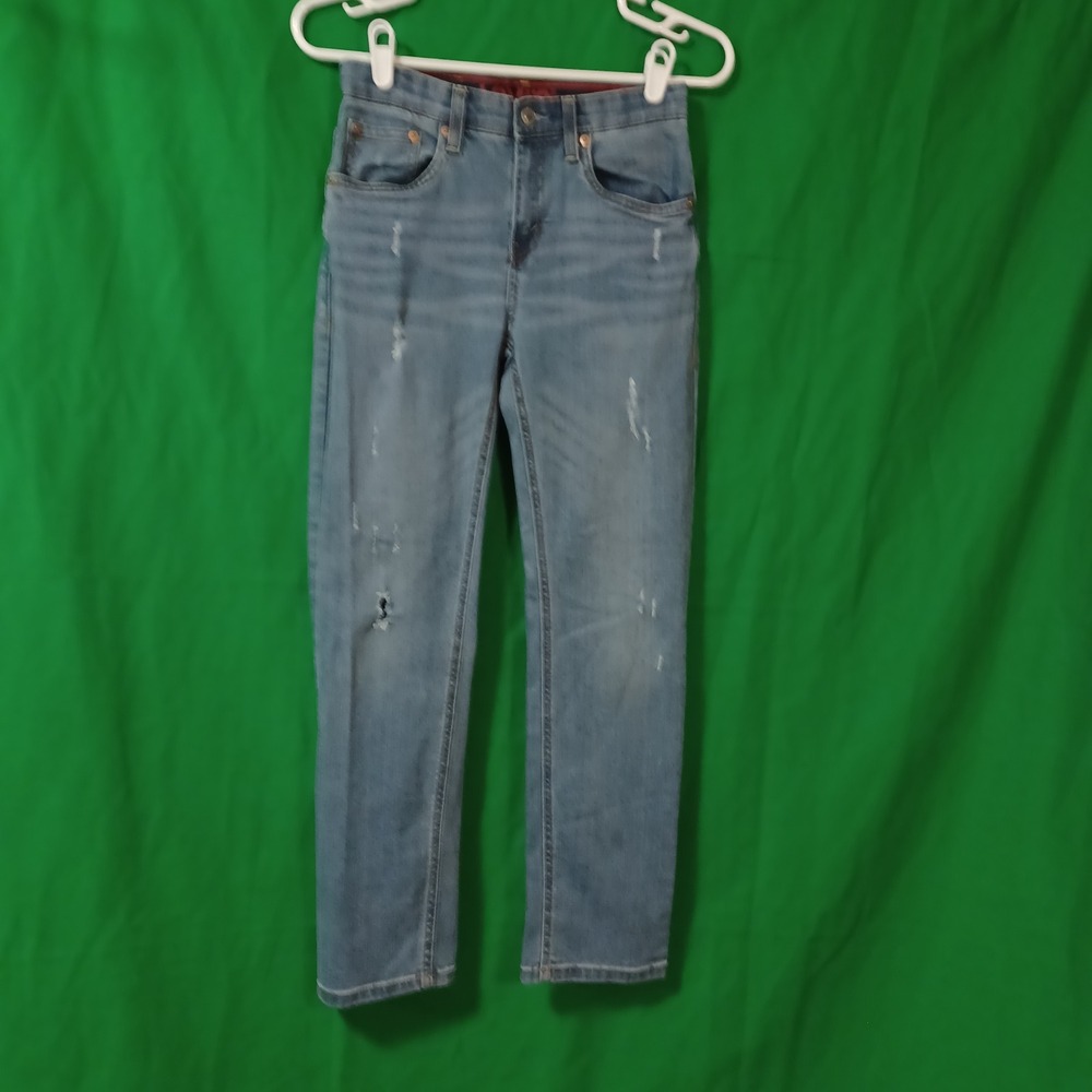 Levis 514 Boys‎ Straight Fit Jeans Light Wash Distressed Size 12 Reg 26x27